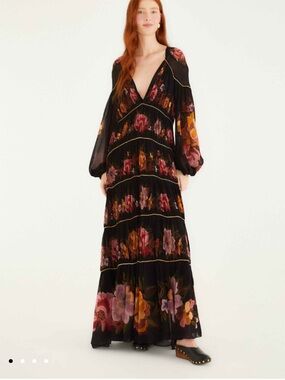 farm rio navy macaw embroidered maxi dress Blue Stripped Macaw Embroidered Tote Bag main image 1